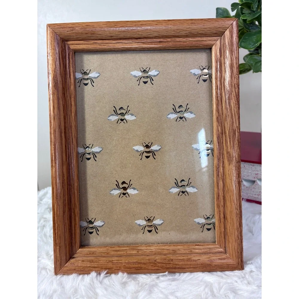 Vintage Solid Oak Wood Picture Frame 5x7 Tabletop Wall Mount